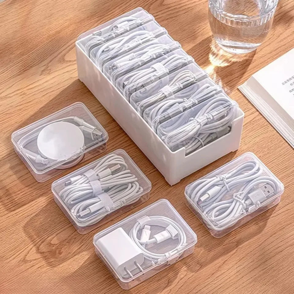 1Set Data Cable Storage Box Cable Organizer Bag With Power Charging