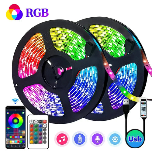 5M 5050 5V LED Light Strip USB Infrared Remote Control Flexible Lamp