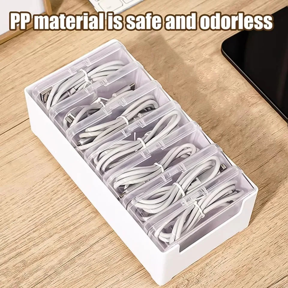 1Set Data Cable Storage Box Cable Organizer Bag With Power Charging