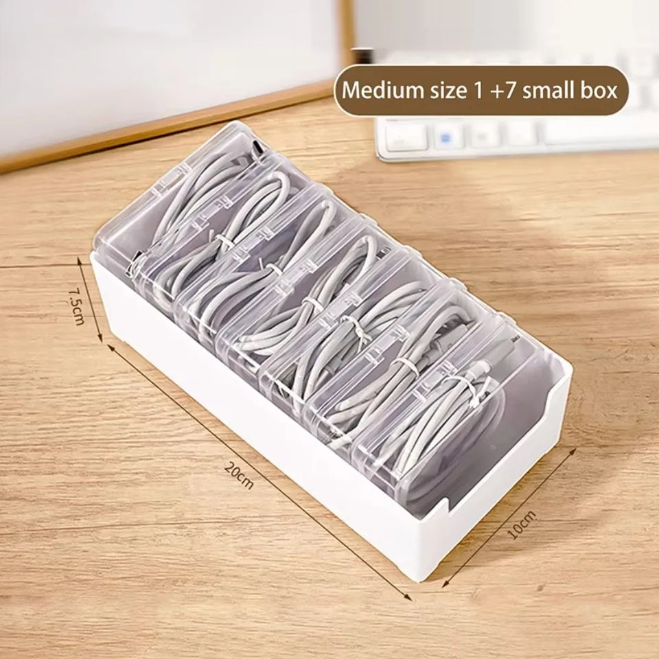 1Set Data Cable Storage Box Cable Organizer Bag With Power Charging