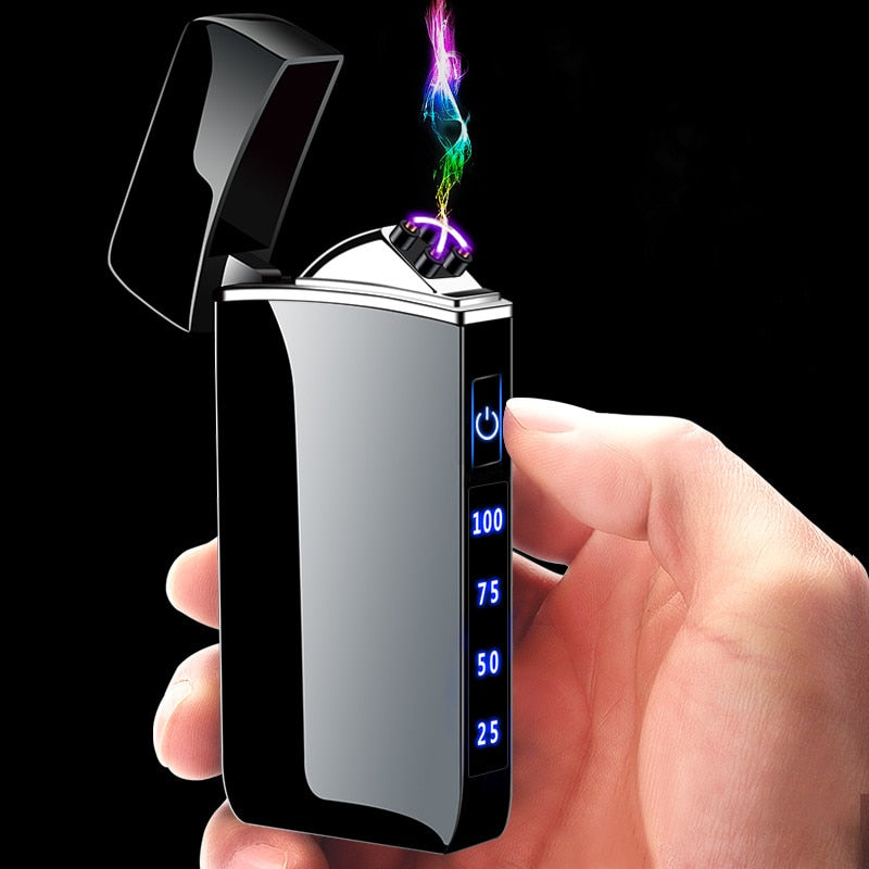 Touch Sensing Metal Electric Outdoor Windproof Lighter Dual Arc