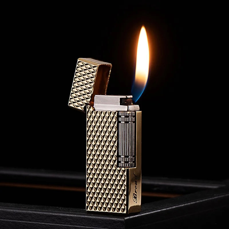 Grinding Wheel Side Slide Tilt Flame Butane Gas Lighter, High Quality