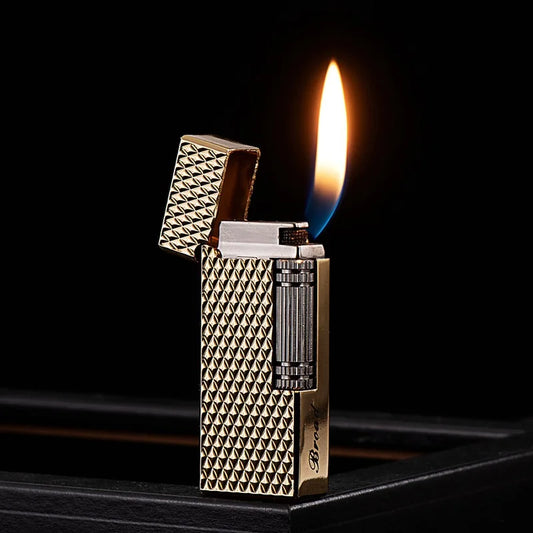 Grinding Wheel Side Slide Tilt Flame Butane Gas Lighter, High Quality
