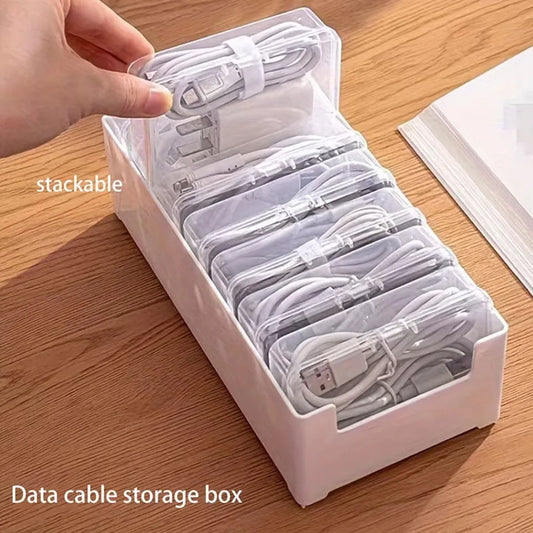 1Set Data Cable Storage Box Cable Organizer Bag With Power Charging
