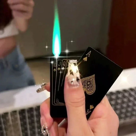 Creative Poker Ace of Spades Lighter Butane Windproof Straight Metal