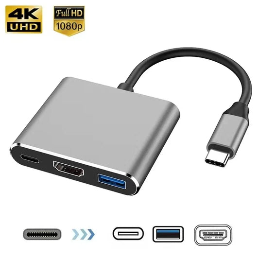 3 In 1 Usb-C Usb Hub Male To Female Hdmi-Compatible 4k Usb 3.1 Type-C