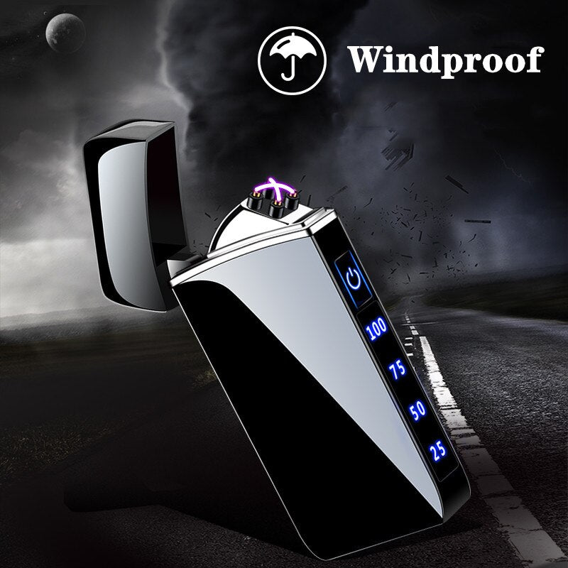 Touch Sensing Metal Electric Outdoor Windproof Lighter Dual Arc