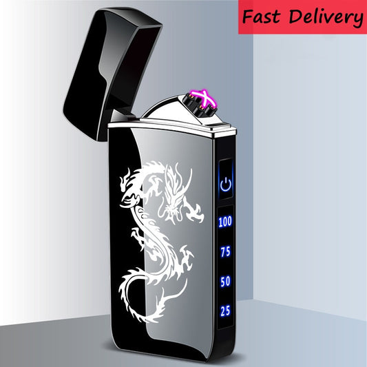 Touch Sensing Metal Electric Outdoor Windproof Lighter Dual Arc