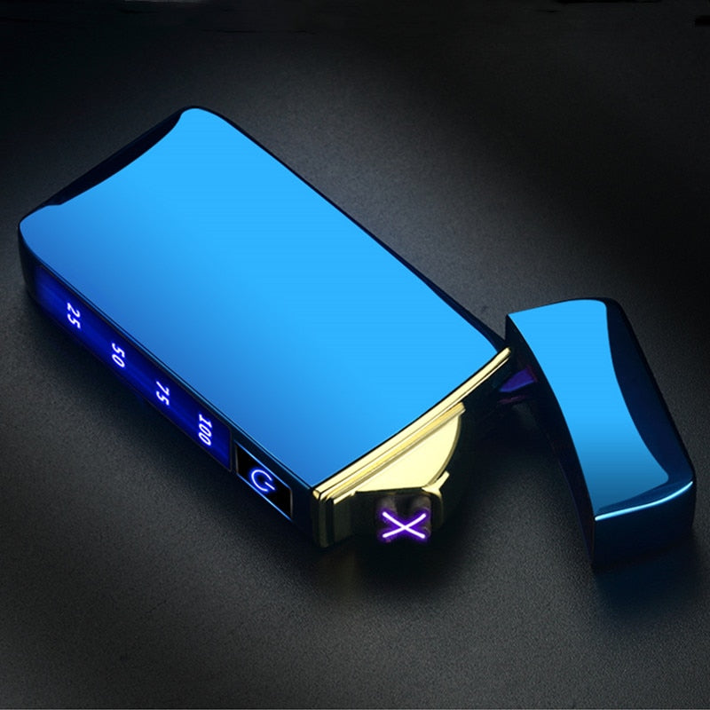 Touch Sensing Metal Electric Outdoor Windproof Lighter Dual Arc